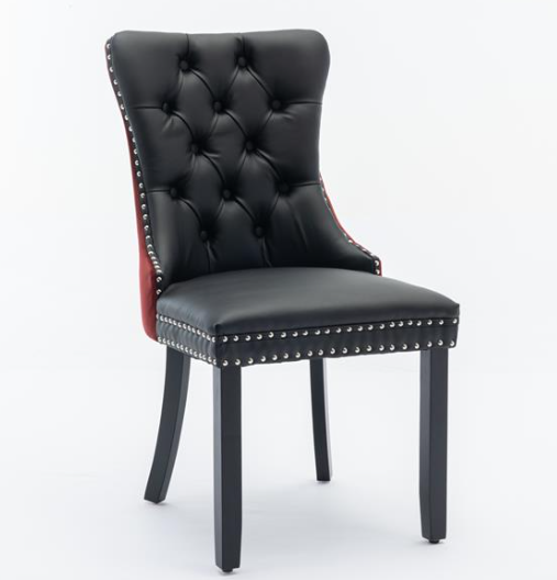 Furniture Collection, Modern High-End Tufted Solid Wood Contemporary PU & Velvet Upholstered Dining Chair-2 Piece Set