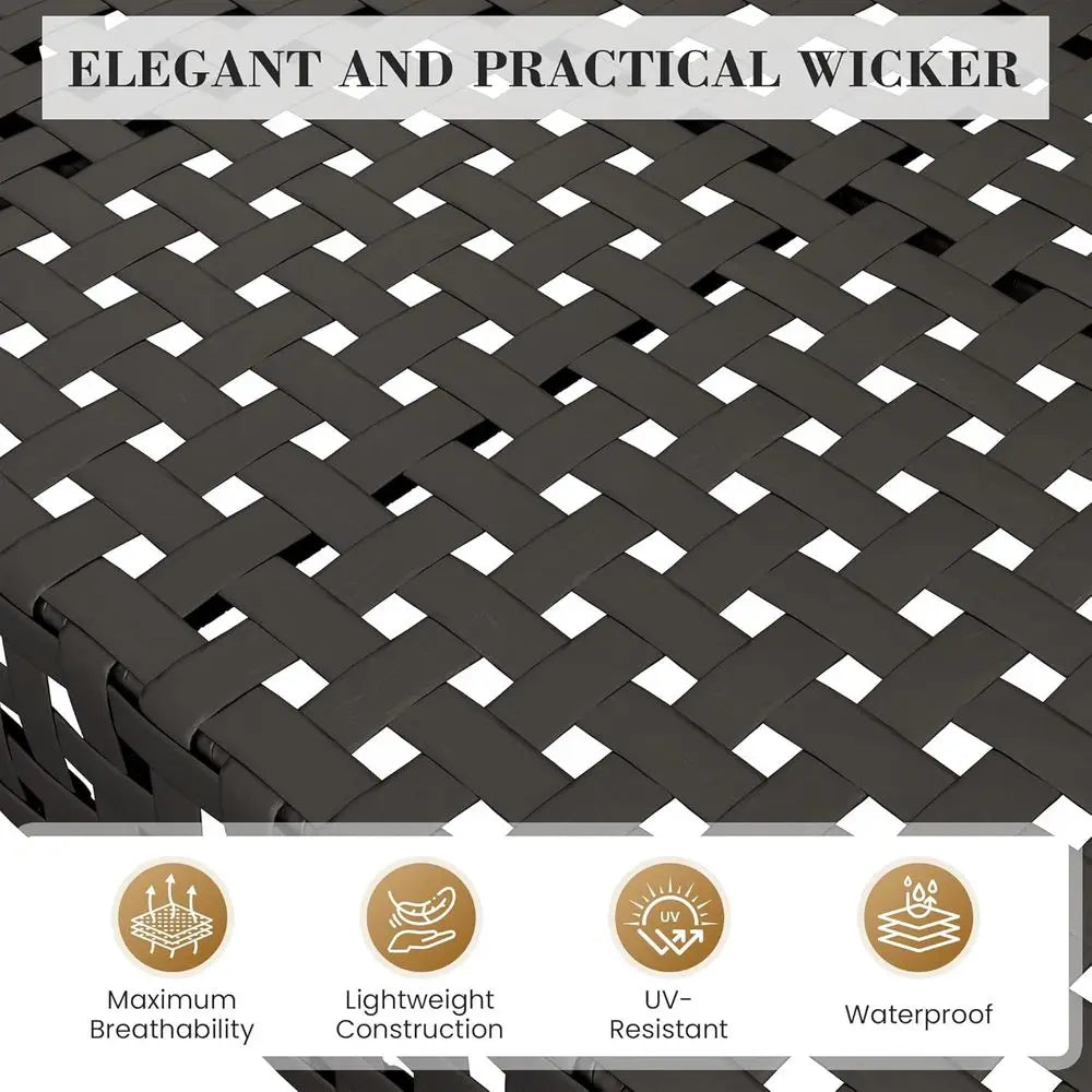 7-Piece High-Leg Outdoor Sectional Patio Sofa Set with Glass Coffee Table, Ideal for Garden, Deck, Poolside - Black