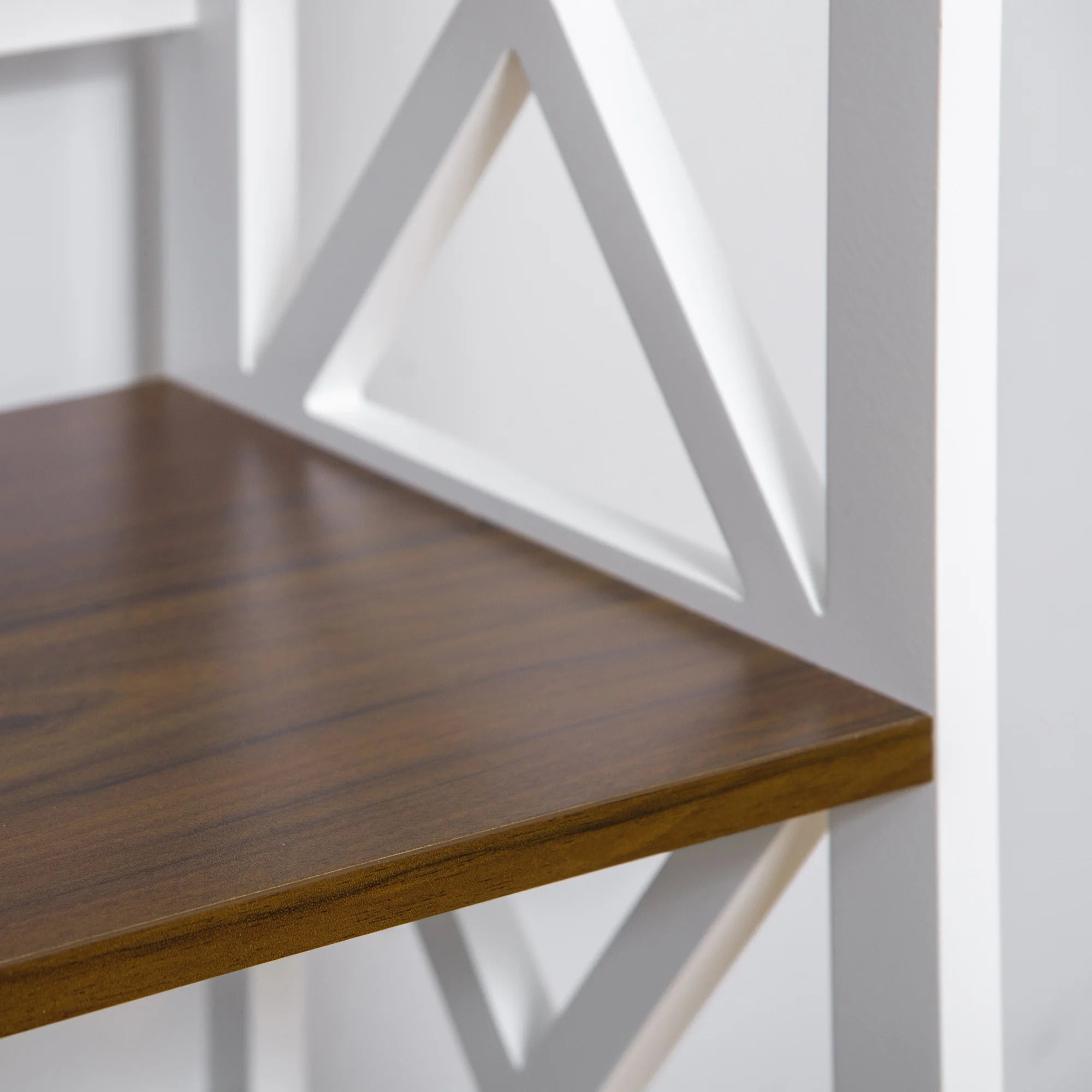 4-Tier Shelving Bookcase Storage Cupboard with Pull Out Drawer, and Wooden Frame with X Bar Stability, White
