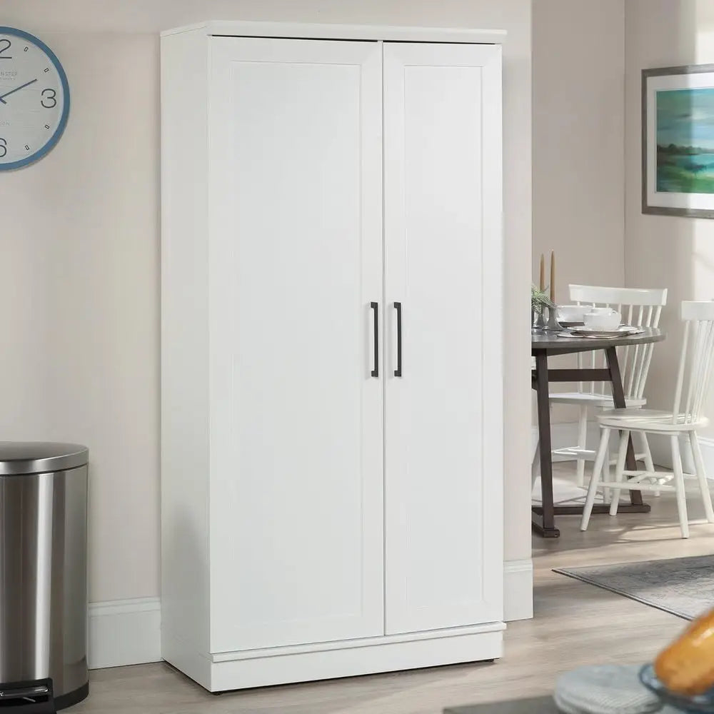Kitchen Storage Cabinet with Swing Doors & Adjustable Shelves – Soft White Pantry Storage Cabinet