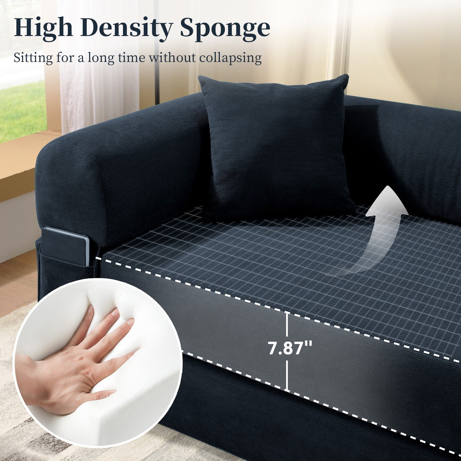80" Queen Convertible Sofa Bed, No Assembly Modern Boneless Couch Sofa in Box