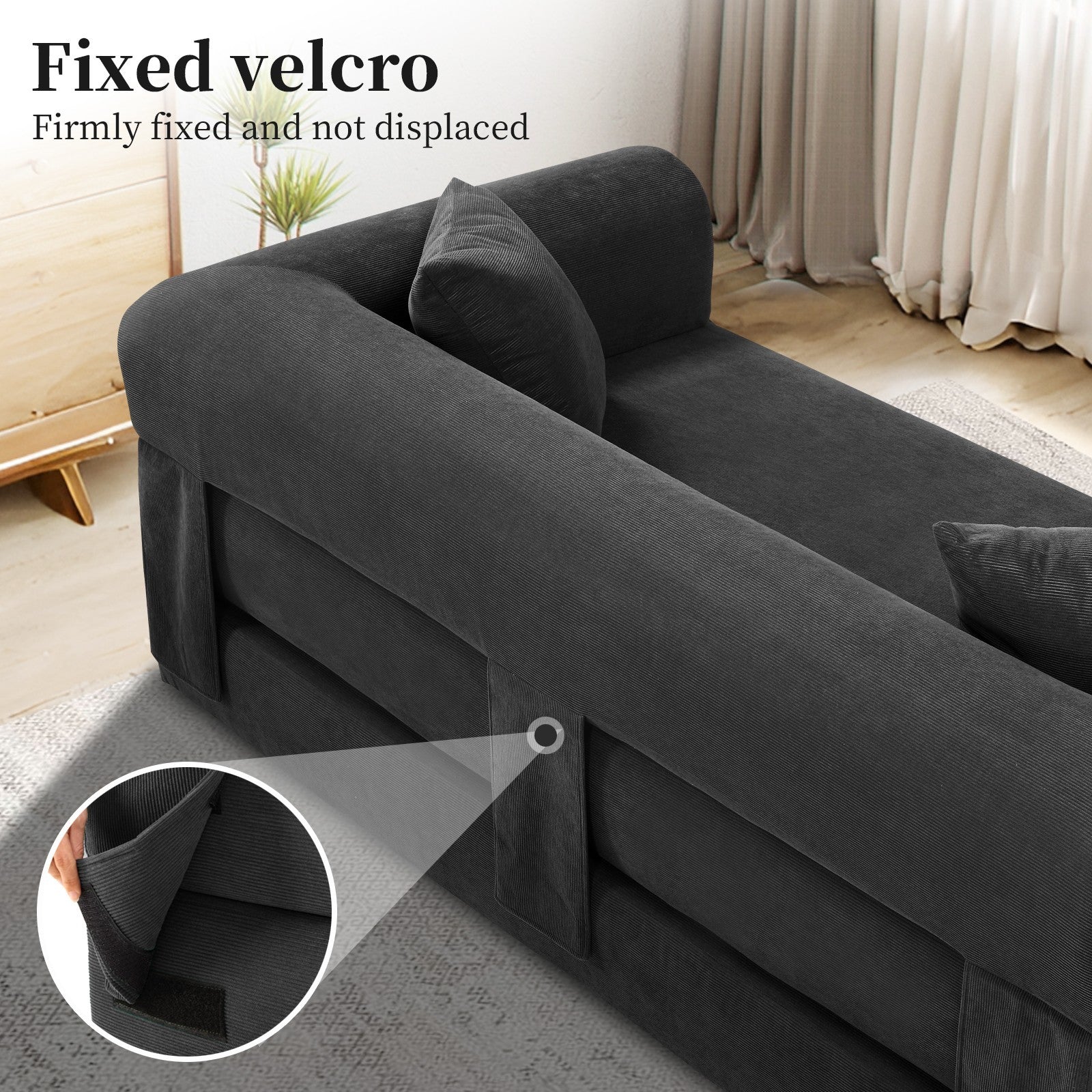 80" Queen Convertible Sofa Bed, No Assembly Modern Boneless Couch Sofa in Box