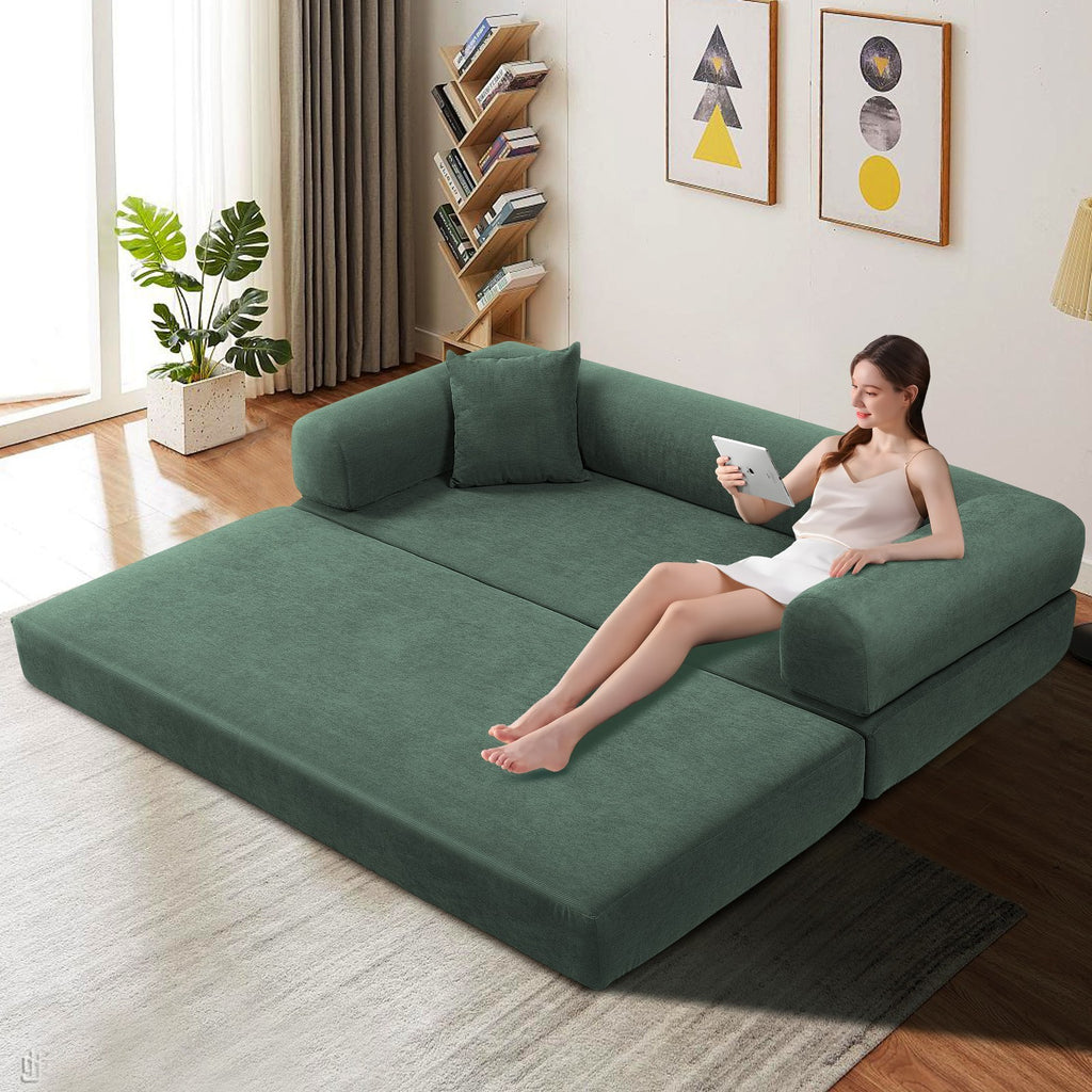 80" Queen Convertible Sofa Bed, No Assembly Modern Boneless Couch Sofa in Box