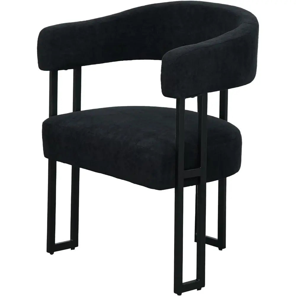 Black Upholstered Dining Chairs Set of 4 with Arms – Modern Bouclé Accent Chairs