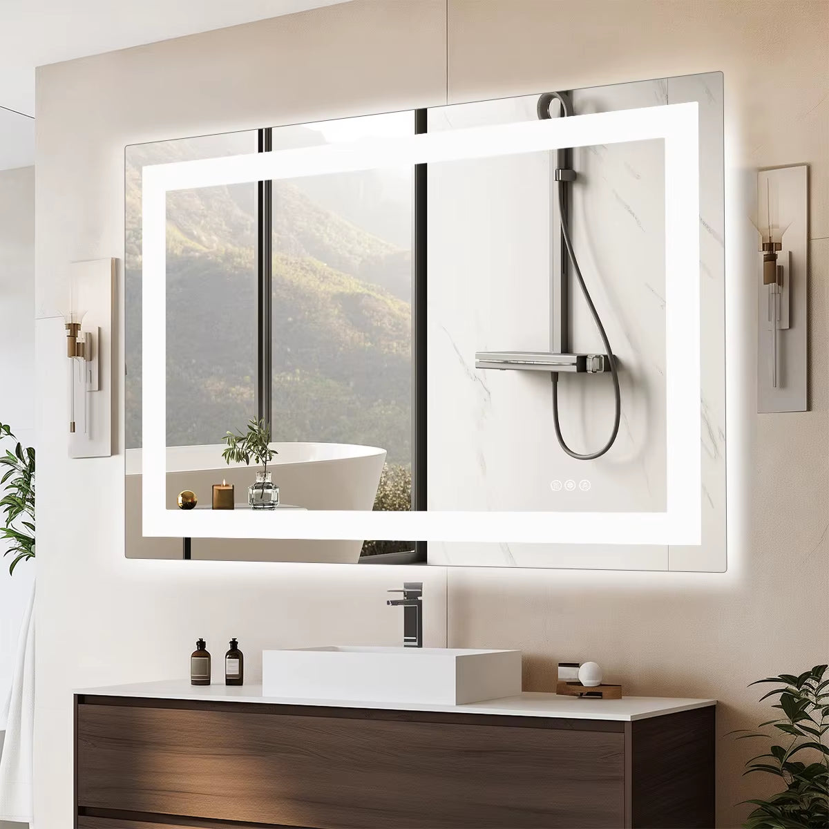 LED Bathroom Mirror with Anti-Fog & Adjustable Lighting – Dimmable Vanity Mirror