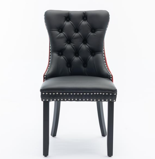 Furniture Collection, Modern High-End Tufted Solid Wood Contemporary PU & Velvet Upholstered Dining Chair-2 Piece Set
