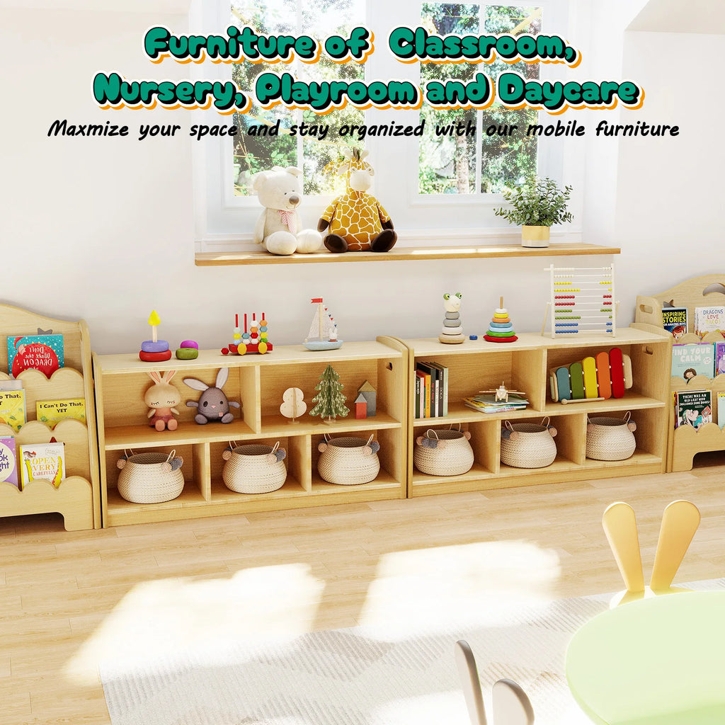 2-Tier Wood Montessori Cabinet for Kids,Toddler Room Book Shelves Toy Organizers and Storage,Small Book Shelf Storage for Baby