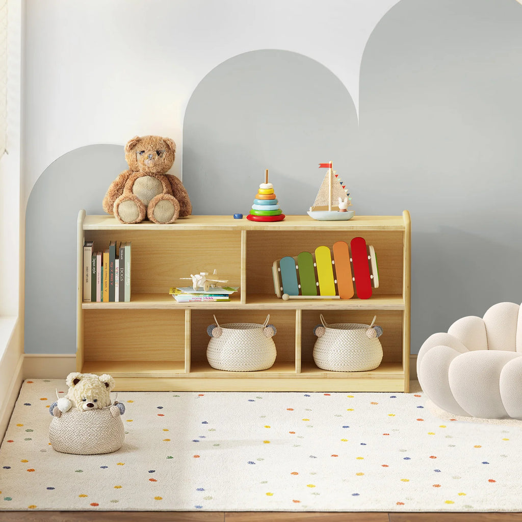 2-Tier Wood Montessori Cabinet for Kids,Toddler Room Book Shelves Toy Organizers and Storage,Small Book Shelf Storage for Baby