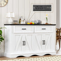 Buffet Cabinet with Drawers, 56" Large Sideboard Buffet Storage Cabinet with Shelves and Doors, Wave Base Design, Multi-Purpose Buffet Table with Charging Station for Living Room,Dining Room,White