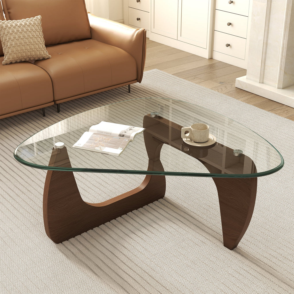 Daluvenix Modern Glass Coffee Table for Living Room, Mid Century Coffee Table, Triangle Small Coffee Tables, Suitable for Bedroom Living Room Reception Office Tables