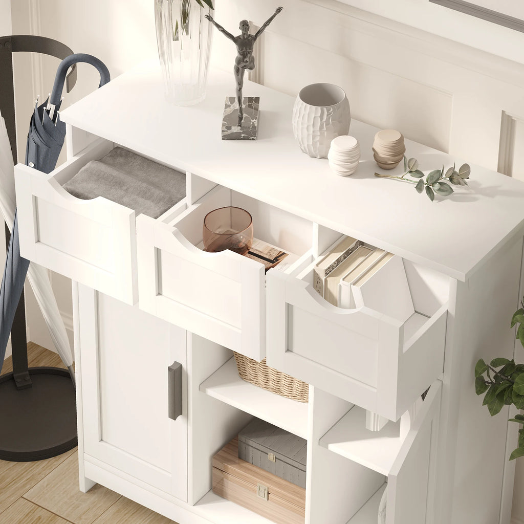 Modern Storage Cabinet with Drawers & Adjustable Shelves – Multi-Purpose Sideboard Organizer