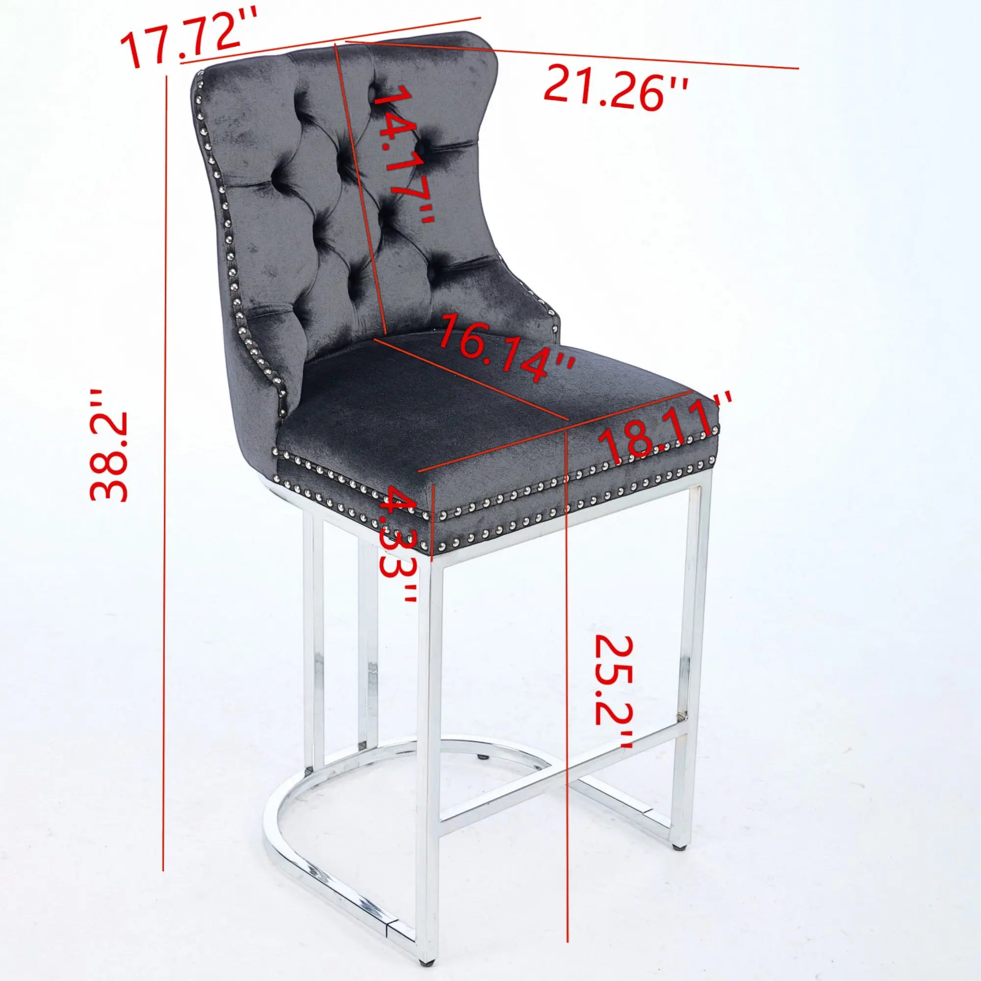 [USA Warehouse] Modern Velvet Counter Height Bar Stools Set of 2 Home Furniture Domestic US Shipping MOQ:1 Set