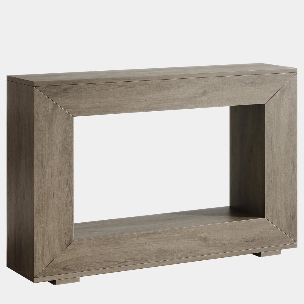 Rustic Industrial Horn Round Console Table with Storage – Handmade Entryway Sofa Table