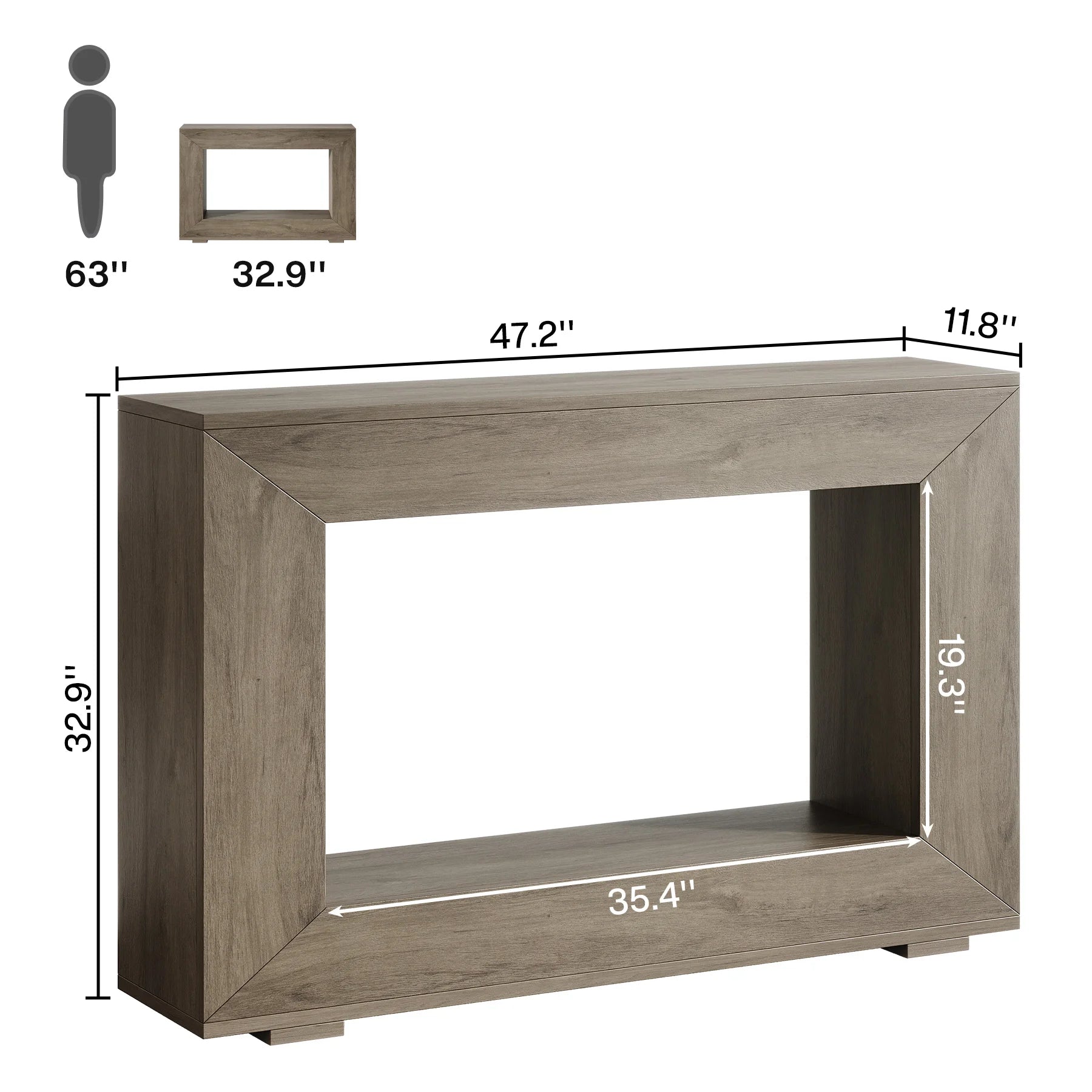 Rustic Industrial Horn Round Console Table with Storage – Handmade Entryway Sofa Table