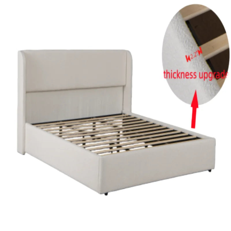 Modern Teddy Fabric Upholstered Bed Frame – Adjustable Queen & King Platform Bed