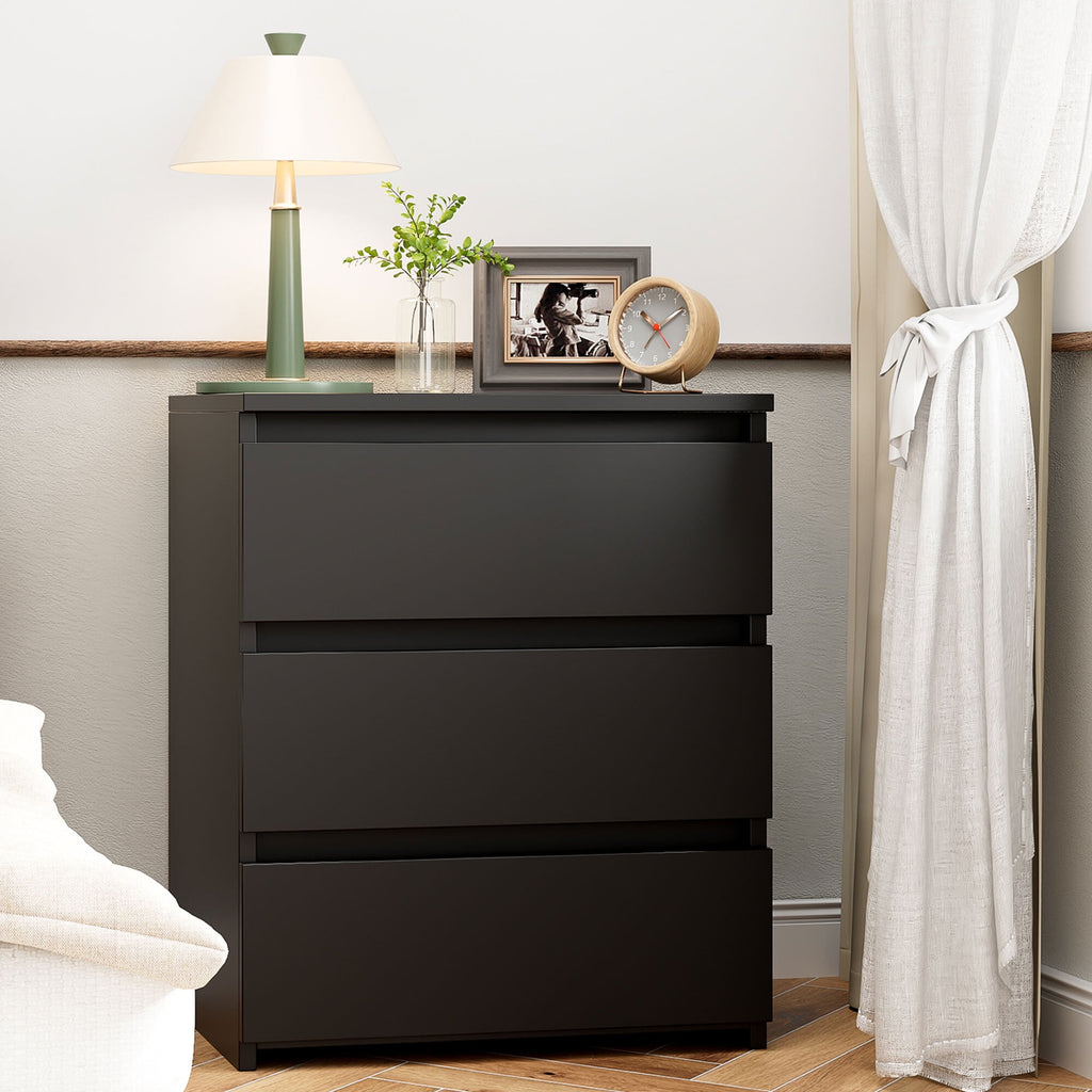 White Nightstand with 3 Drawers Set of 2, Sofa Table for Living Room, Modern Wooden Storage Cabinet for Bedroom