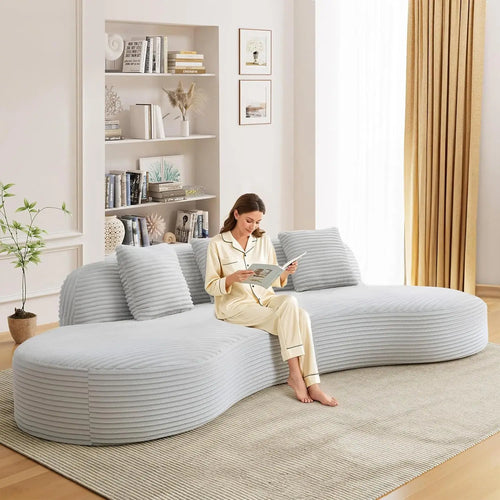 123'' Oversized Sectional Sofa for Living Room, Boneless Curved Sectional Sofa, Spines in Open-Plan Loft,, Customized