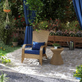 Patio Adirondack Chair with All-Weather Rattan Wicker, Soft Cushions, Tall Curved Backrest for Deck or Garden, Dark Blue