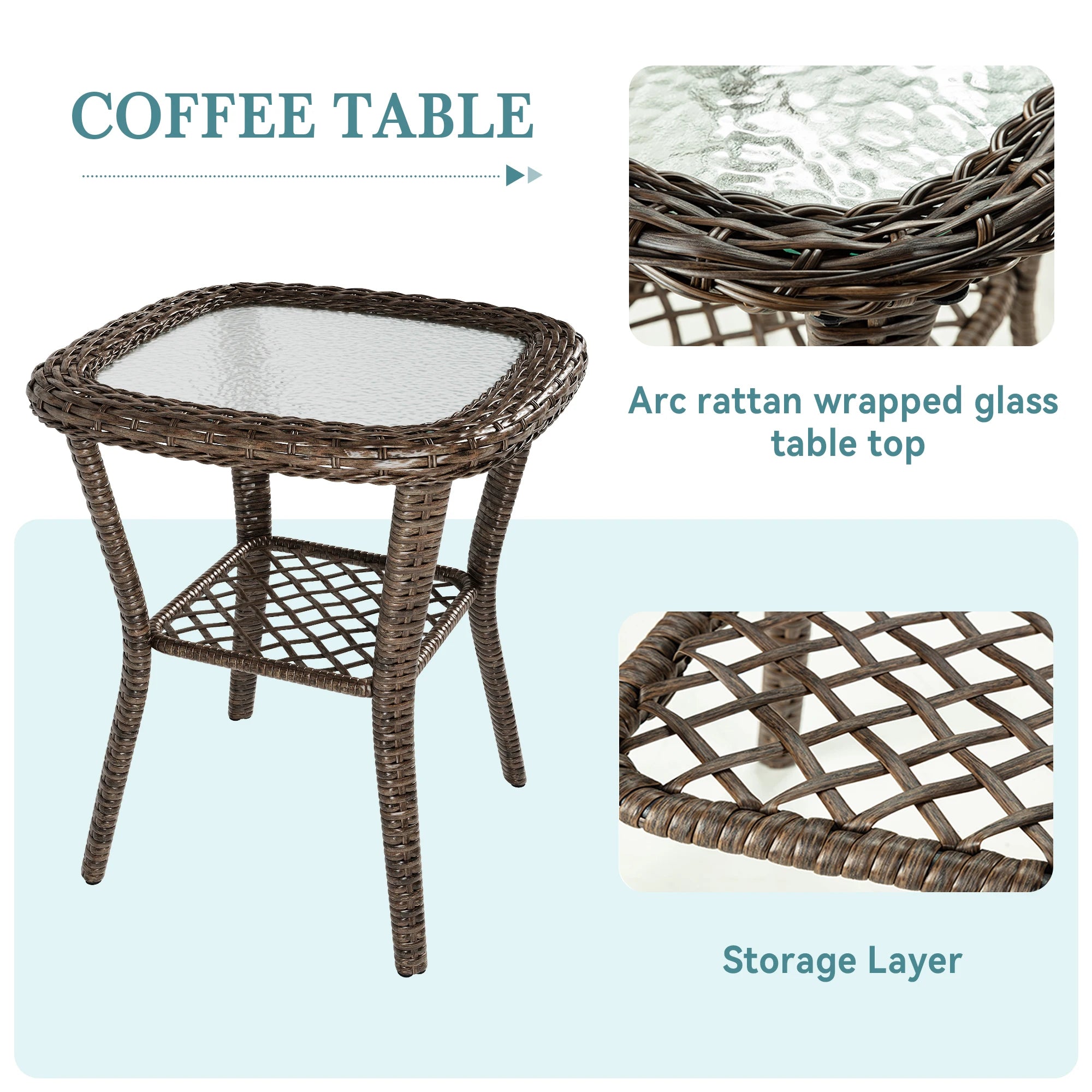 HOOMIC 3-Piece Patio Furniture Set, Outdoor Bistro Set, Rotating Rocking Chairs with Padded Cushions, Modern Conversation Set