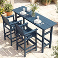 3-Piece Outdoor Patio Bar Set with 2 Chairs, HDPE Weather-Resistant Furniture, Ideal for Balcony, Deck, or Garden, Deep Blue
