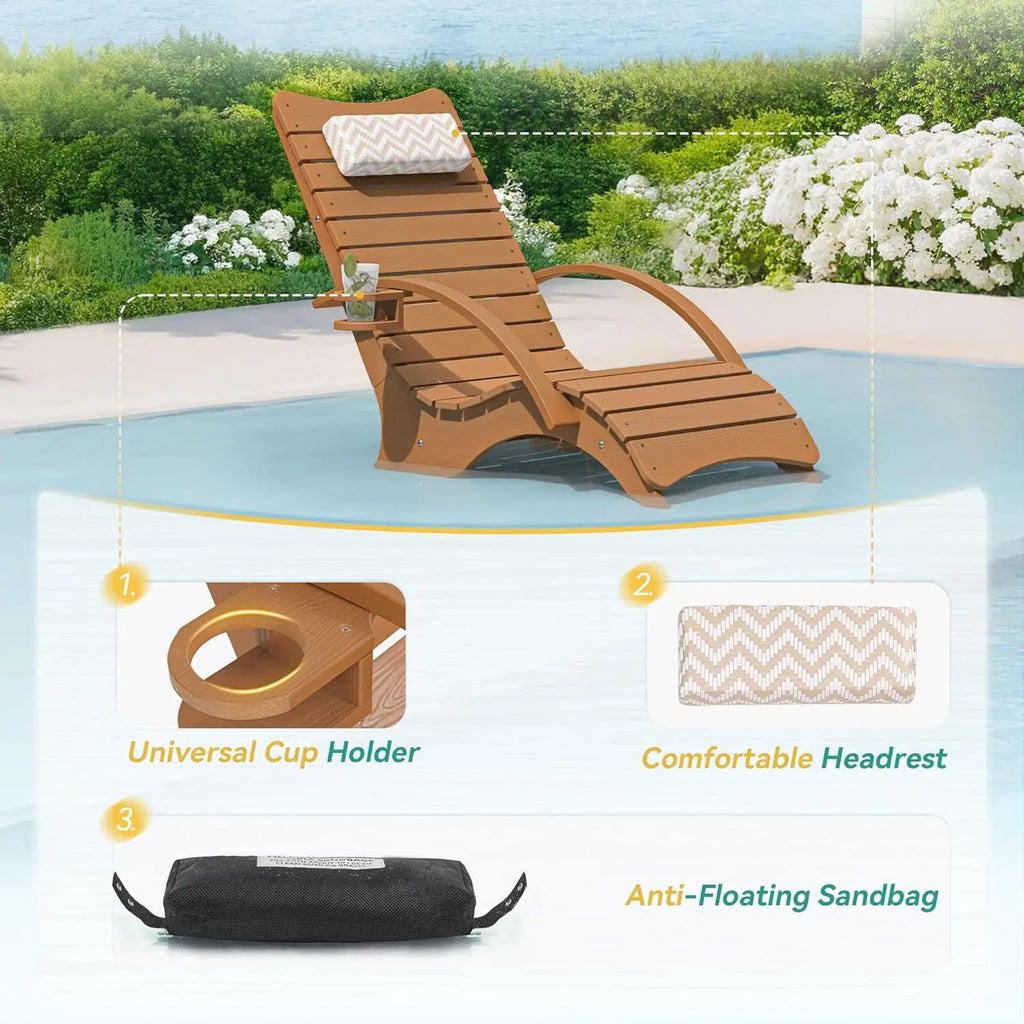 Pool Lounge Chairs Set of 2, Shallow Water 8-10 Inches Deep, HDPS Fade Resistant Pool Tanning Chair with Armrest,, Customized