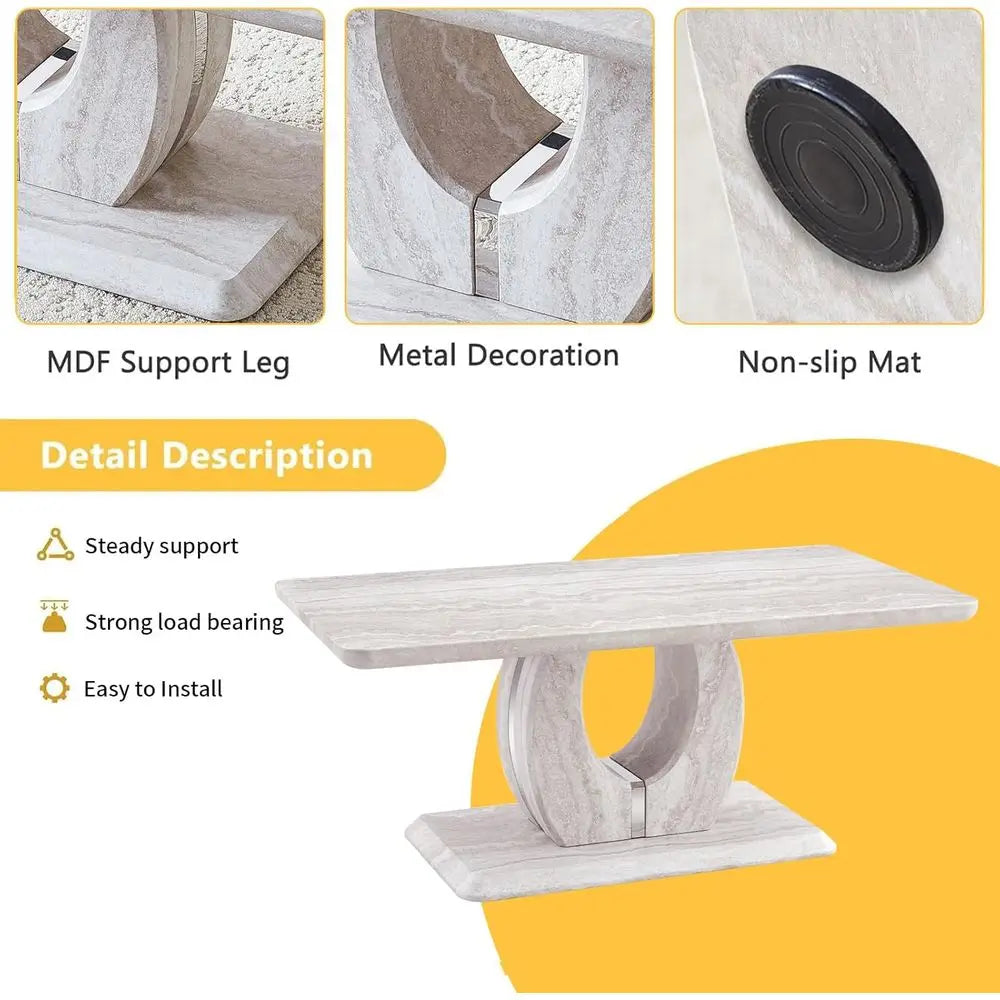 Modern Marble Coffee Table with Planetary Veins & Storage for Stylish Living Rooms