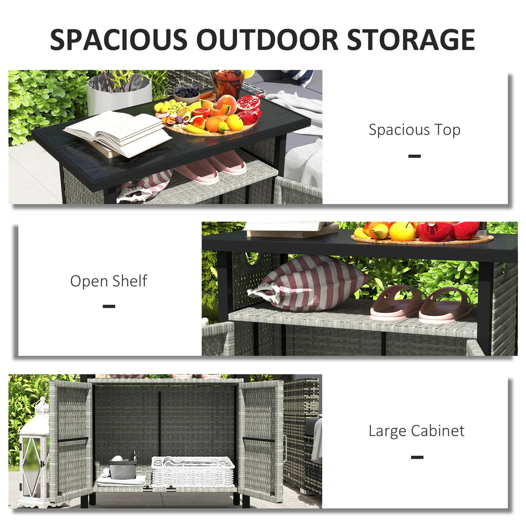 Outdoor Pool Towel Storage Cabinet Organizer, Pool Valet with Cabinet Gray