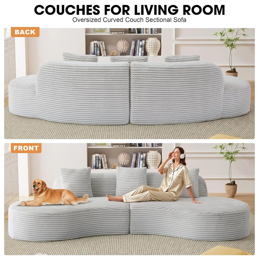 123'' Oversized Sectional Sofa for Living Room, Boneless Curved Sectional Sofa, Spines in Open-Plan Loft,, Customized