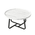 19.7In Minimalist round Side Table, Small Coffee Tea End Table with Metal Frame for Living Room Bedroom Decor
