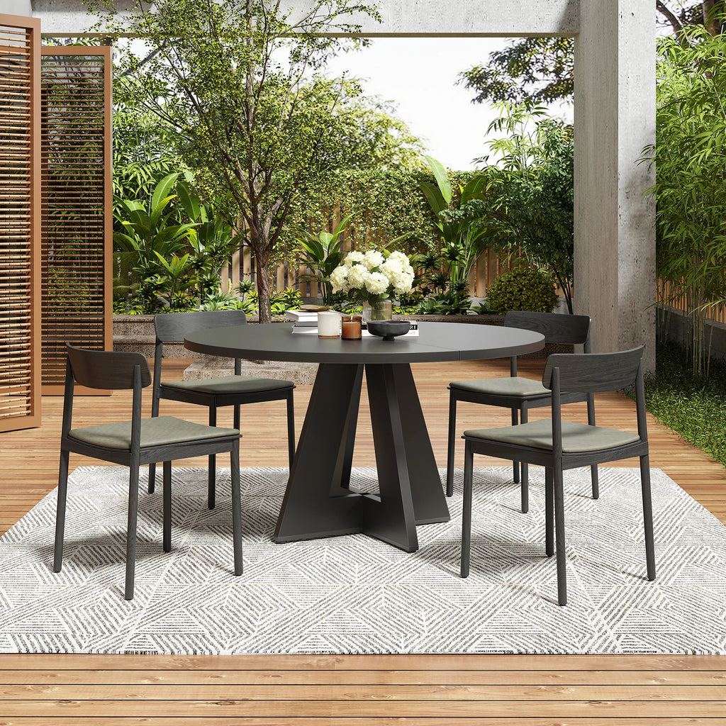47" round Dining Table for 4-6 People, Modern Wood Kitchen Table with Sturdy Base, Large round Dinner Table, Easy Assembly for Dining Room, Kitchen, or Apartment