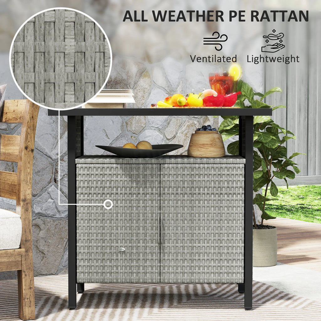 Outdoor Pool Towel Storage Cabinet Organizer, Pool Valet with Cabinet Gray