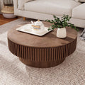 Walnut Round Coffee Table with Hidden Storage for Small Spaces – 31.5"