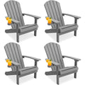 Set of 4 Outdoor Adirondack Chairs – Grey Weather-Resistant Patio Seating