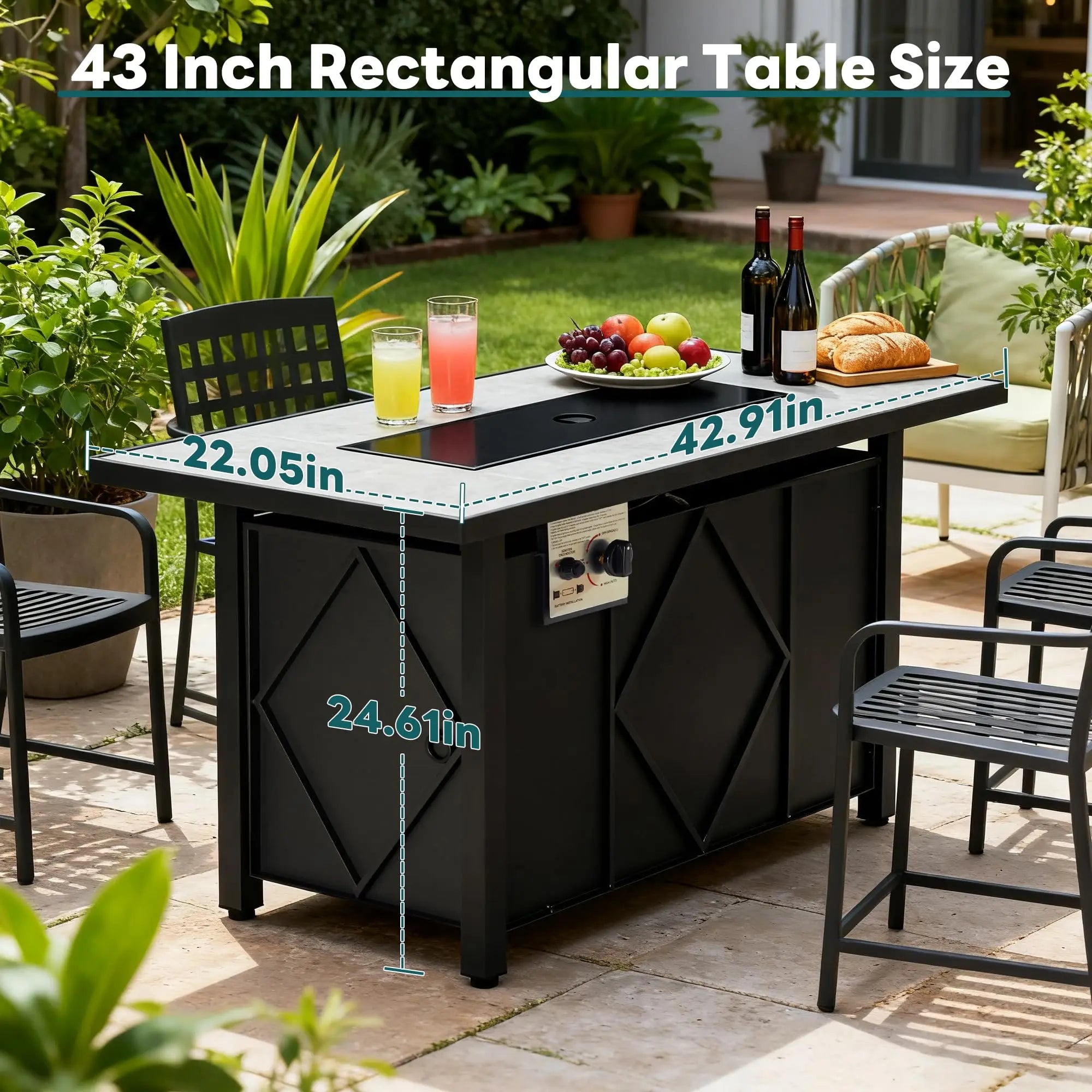 Aero Propane Fire Pit Table - Matte Gray