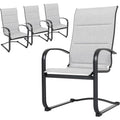 All-Weather Padded Textilene Outdoor Dining Chair Set of 4 with Spring Motion and High Back, Gray