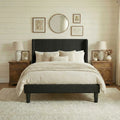 Corduroy Upholstered Platform Bed Frame, Wingback Channel Tufted Headboard, 8" Underbed Storage, No Box Spring Needed