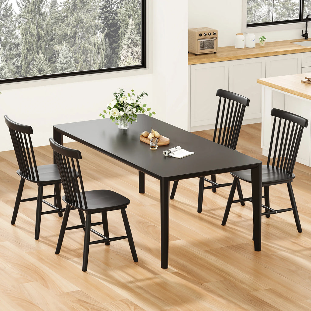 Dining Chairs Set of 4, Mid Century Modern Spindle Back Wood Chairs with Comfortable Seat for Kitchen & Dining Room