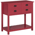 Sideboard Buffet Cabinet with Storage, Modern Coffee Bar Cabinet with 4 Drawers and Slatted Bottom Shelf, Console Table for Kitchen, Living Room, Dining Room, Hallway, Red