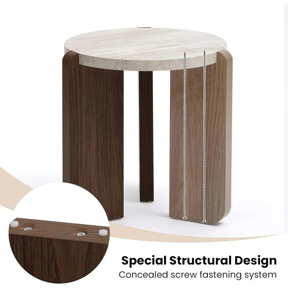 3-Piece Marble Living Room Coffee and End Table Set for Small Spaces, Easy Assembly