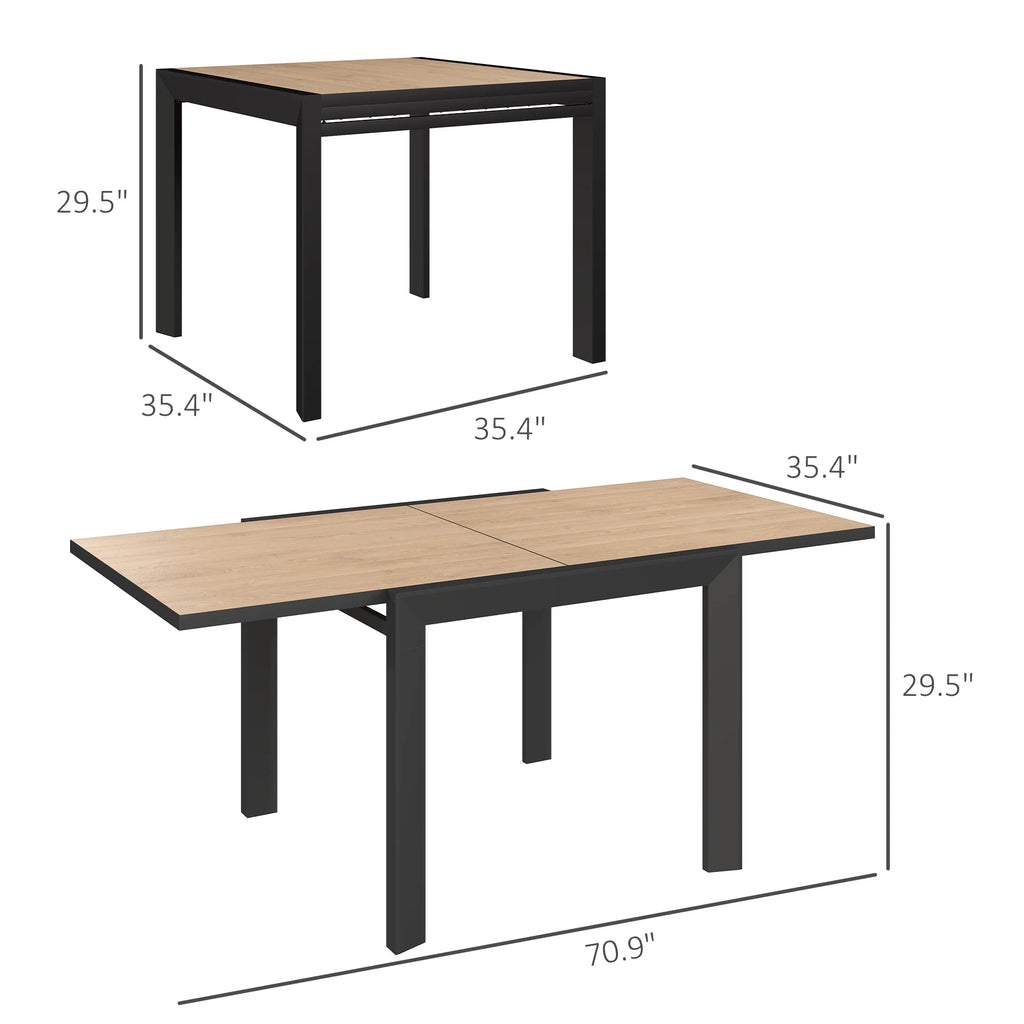 35.5"-71" Expandable Aluminum Outdoor Dining Table for 4-6 People