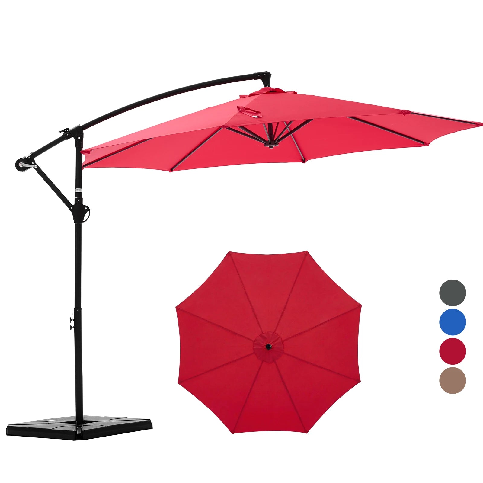 10FT Cantilever Patio Umbrella with Base – Outdoor Offset Umbrella with UV Protection