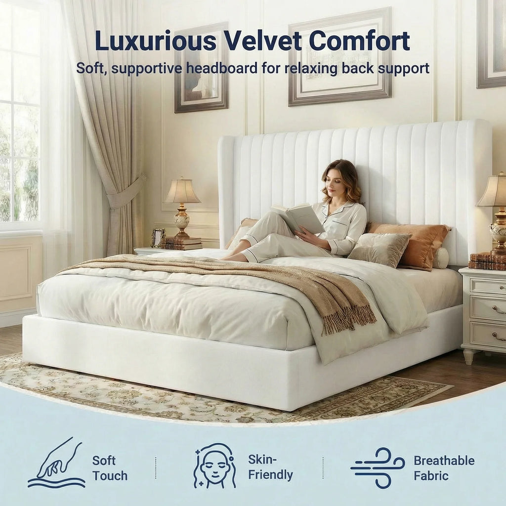 Full/Queen/King Lift up Storage Bed Frame, Hydraulic Support System, Upholstered Platform Bed Frame, underneath Storage,