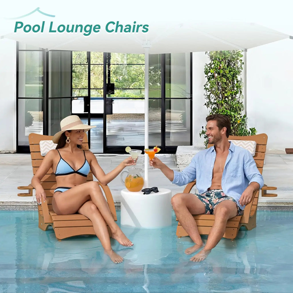 Pool Lounge Chairs Set of 2, Shallow Water 8-10 Inches Deep, HDPS Fade Resistant Pool Tanning Chair with Armrest,, Customized