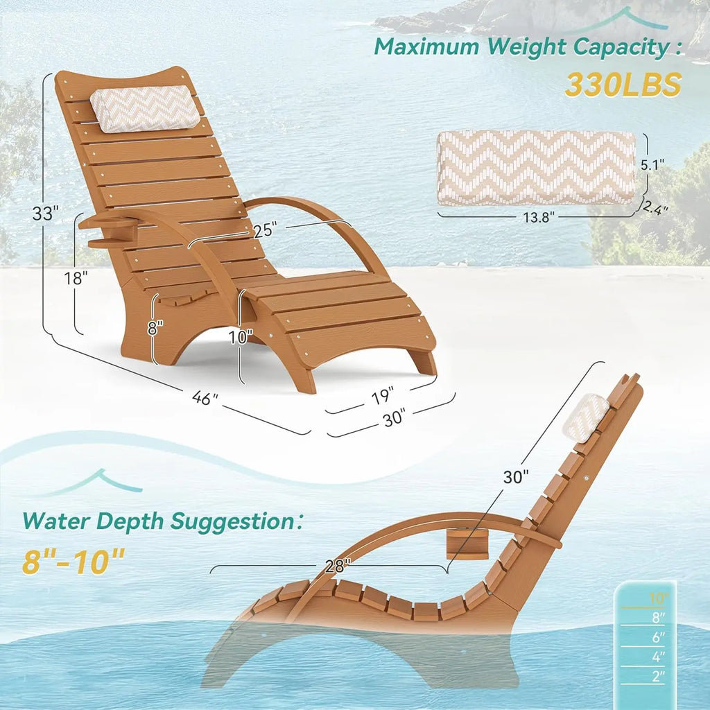 Pool Lounge Chairs Set of 2, Shallow Water 8-10 Inches Deep, HDPS Fade Resistant Pool Tanning Chair with Armrest,, Customized