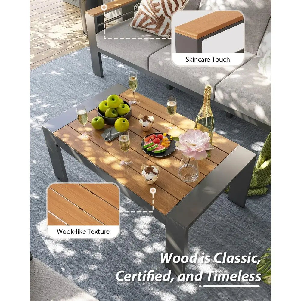 Outdoor Patio Urniture Set, 7 Seats Outdoor Sectional with Coee Table, Patio Contion Sets with Upgraded Armrests and Cushions Or
