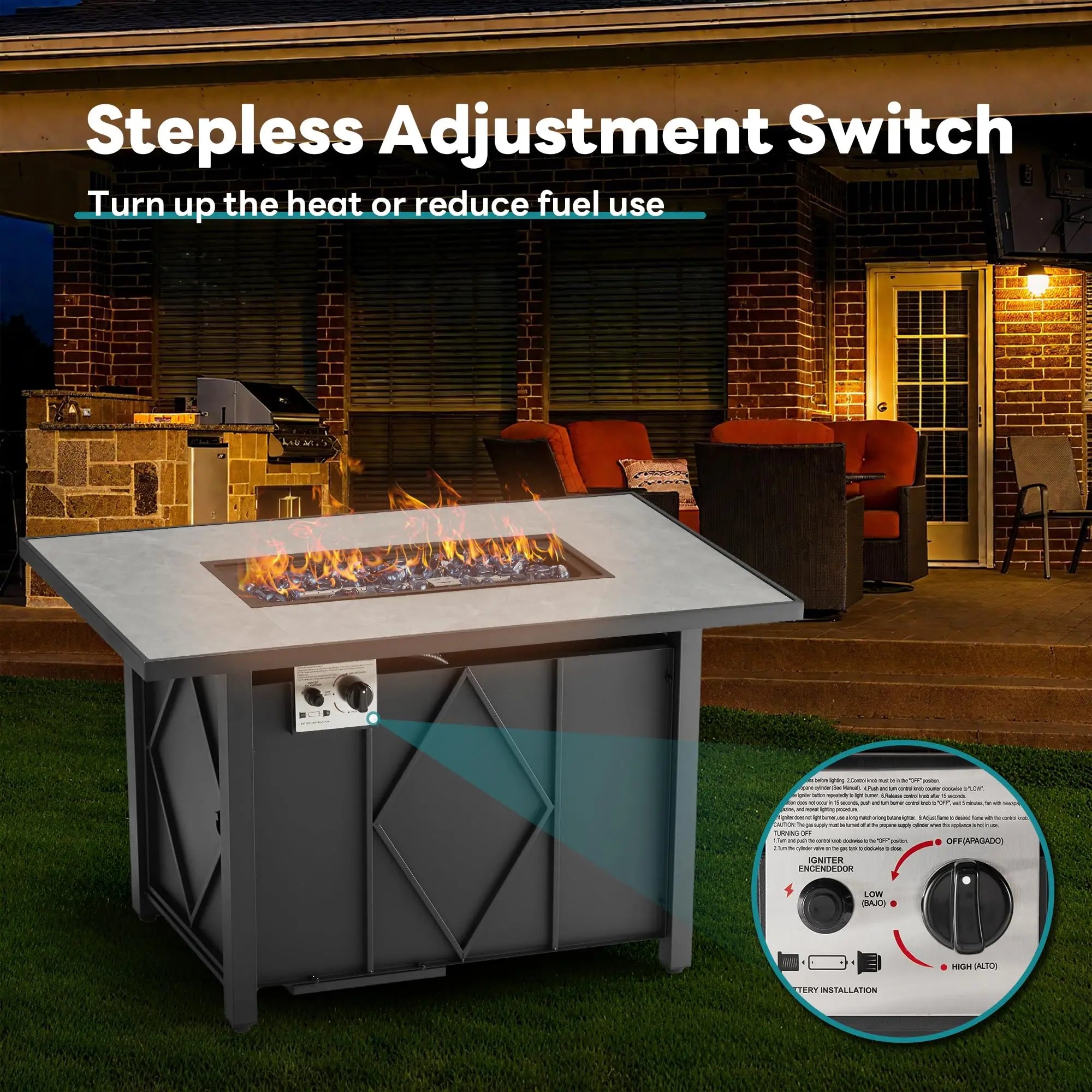 Aero Propane Fire Pit Table - Matte Gray