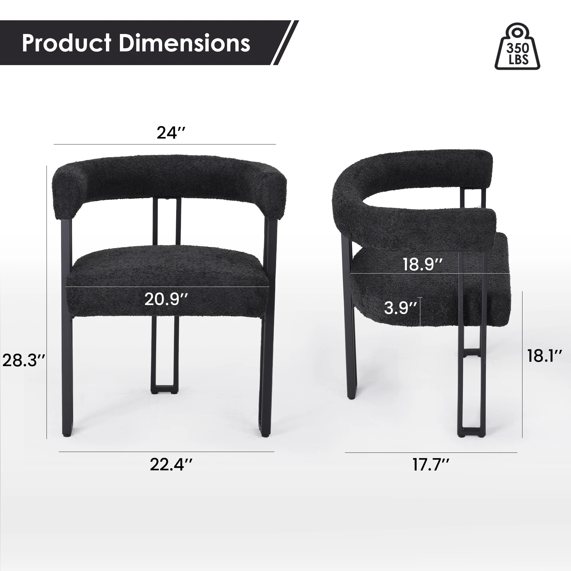 Upholstered Dining Arm Chairs Set of 2, Modern Cushioned Accent Chairs with Metal Frame