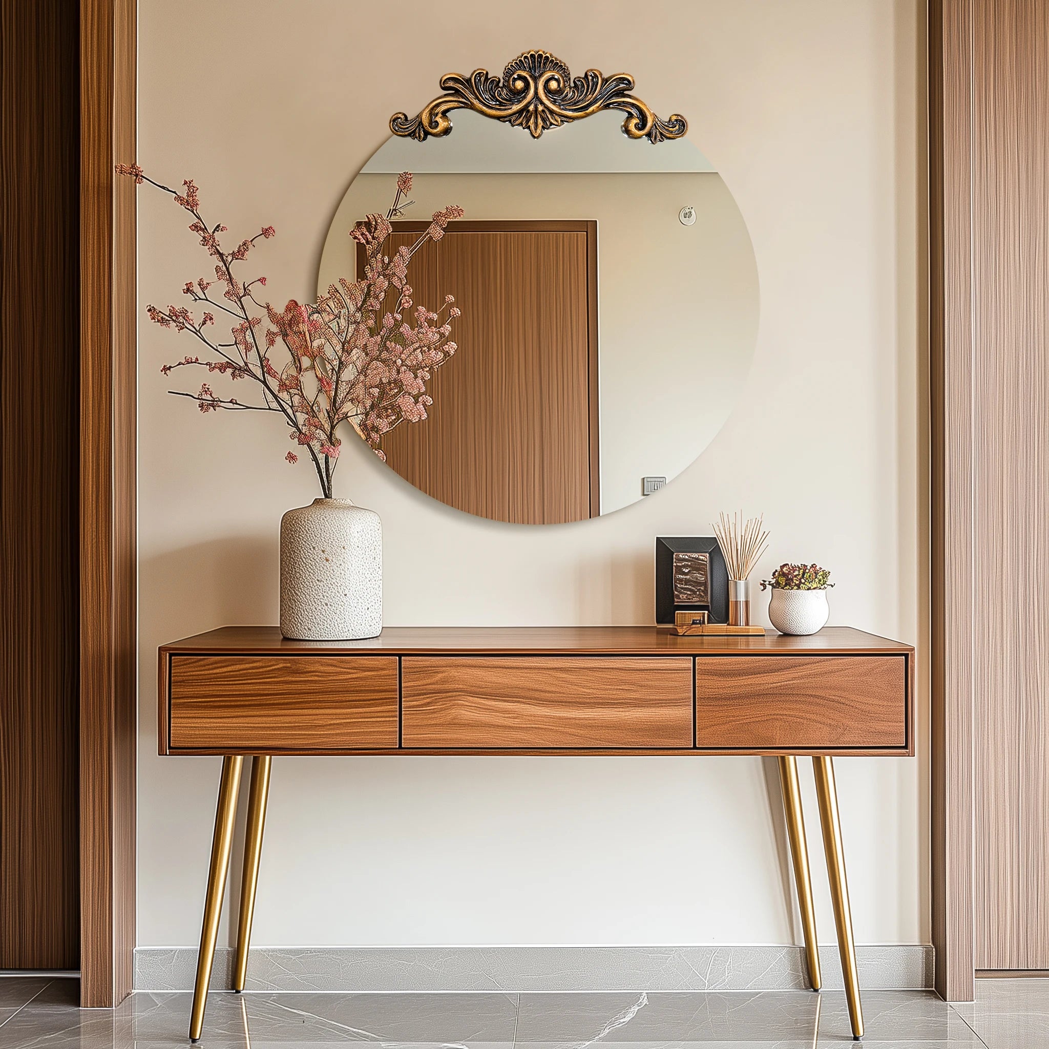 Oval Mirror for Wall,Vintage Mirror, Arched Mirror,Wall-Mounted Baroque Mirror for Entryway, Fireplace, Living Room, Hallway