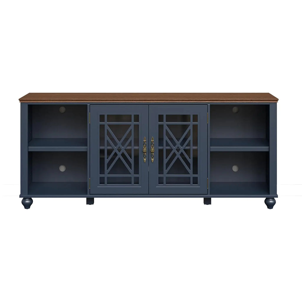 70 Inch TV Stand Entertainment Center with 2 Front Glass Doors and Shelf for Tvs up to 80", Farmhouse TV Console, Customized