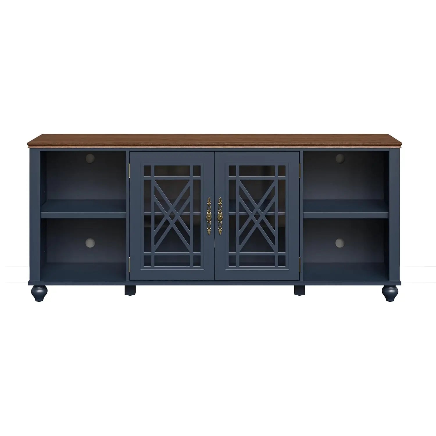 70 Inch TV Stand Entertainment Center with 2 Front Glass Doors and Shelf for Tvs up to 80", Farmhouse TV Console, Customized